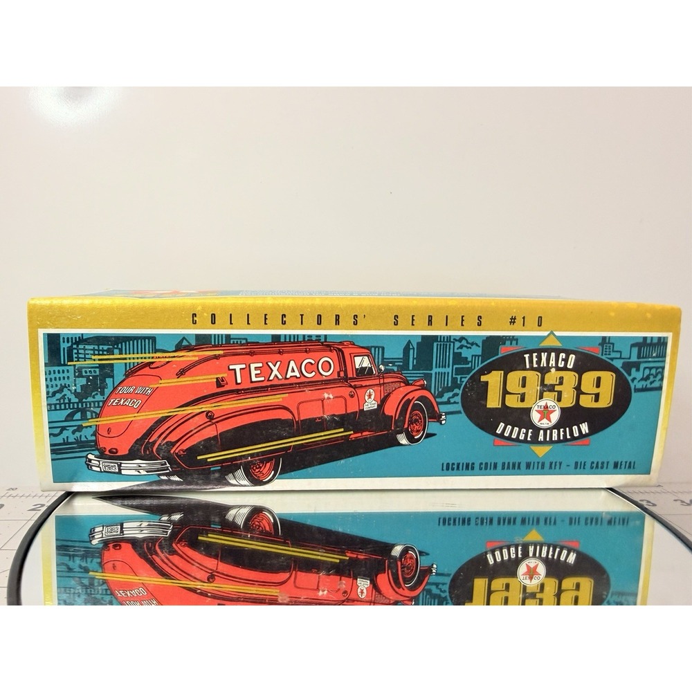 1993 Ertl Texaco 1939 Dodge Airflow Die Cast Locking Coin Bank Stock #9500 NIB